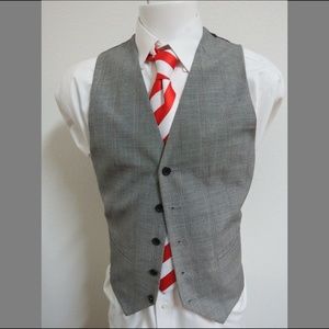 Sz M Gray Plaid Mens Polyester #07C Suit Vest